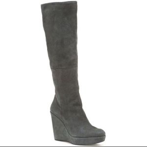 Stuart Weitzman Molten Gray Suede Heeled Tall Boots